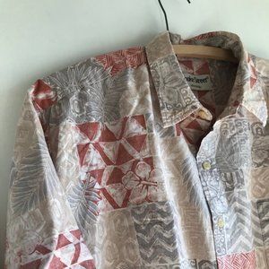 Cooke Street Hawaiian Shirt Tropical Rust Gray Tan Mens XL